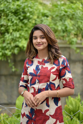 Chic Floral Printed Cotton Co-Ord Set