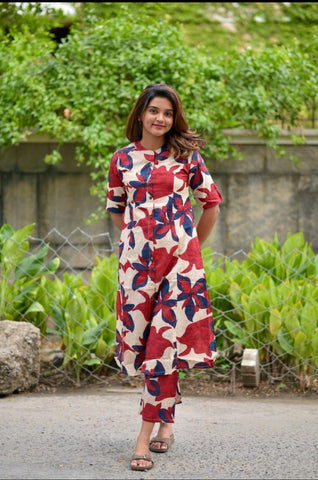 Chic Floral Printed Cotton Co-Ord Set