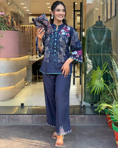 Kurta Beautyful Cotton Wardrobe  Embroidery Cod Set