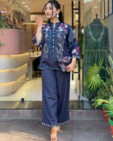 Kurta Beautyful Cotton Wardrobe  Embroidery Cod Set