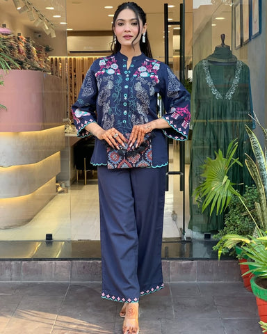 Kurta Beautyful Cotton Wardrobe  Embroidery Cod Set